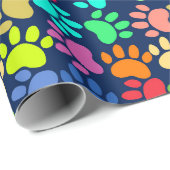 Neon Paw Print Wrapping Paper Geschenkpapier (Rolleneckpunkt)
