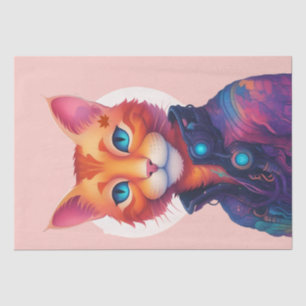 "Neon Paws: The Ginger, Blue-Mit Augen Cyberpunk C Seidenpapier