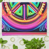 Neon Peace Mandala Geschirrtuch (Gefaltet)