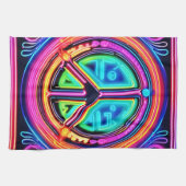 Neon Peace Mandala Geschirrtuch (Horizontal)