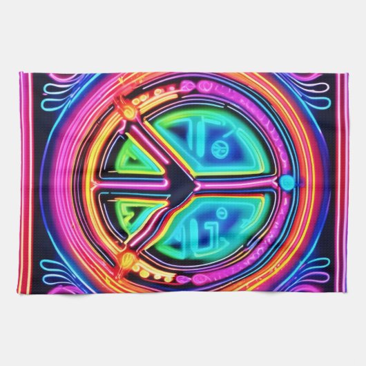 Neon Peace Mandala Geschirrtuch (Horizontal)