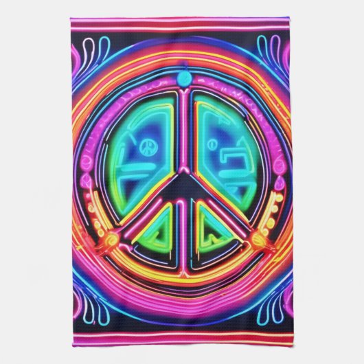 Neon Peace Mandala Geschirrtuch (Vertikal)