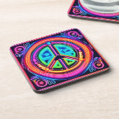 Neon Peace Mandala Getränkeuntersetzer (Linke Seite)