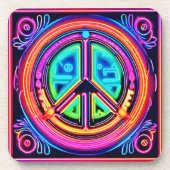 Neon Peace Mandala Getränkeuntersetzer (Vorderseite)