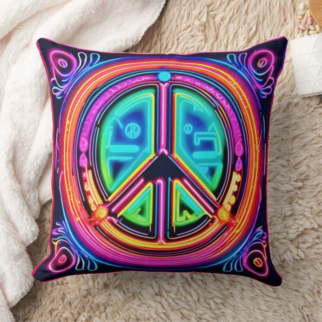 Neon Peace Mandala Kissen (Decke)