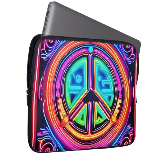 Neon Peace Mandala Laptopschutzhülle (Vorne Rechts)