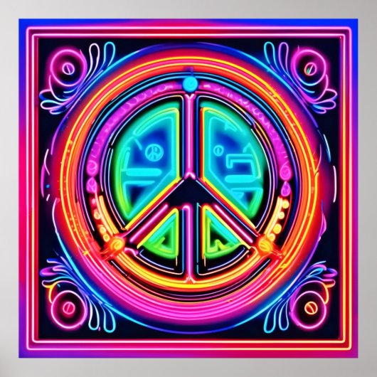 Neon Peace Mandala Poster (Vorne)