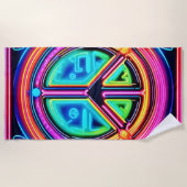 Neon Peace Mandala Strandtuch (Vorderseite)