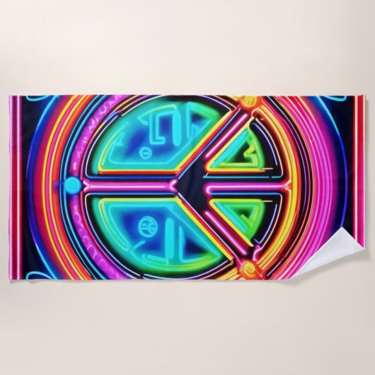 Neon Peace Mandala Strandtuch (Vorderseite)