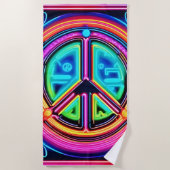 Neon Peace Mandala Strandtuch (Vorderseite)