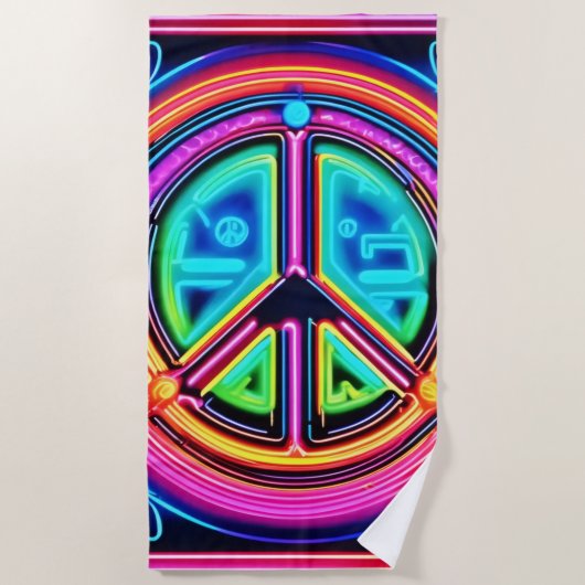 Neon Peace Mandala Strandtuch (Vorderseite)