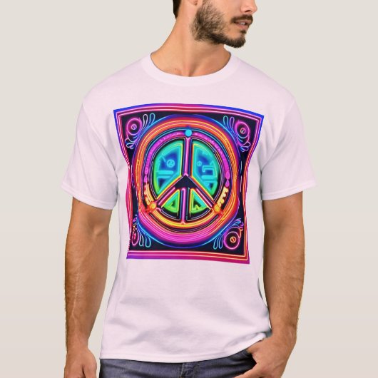 Neon Peace Mandala T-Shirt (Vorderseite)