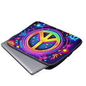 Neon Peace Symbol Art Laptopschutzhülle (Vorne Knopf)