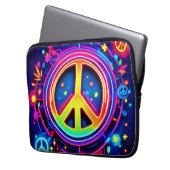 Neon Peace Symbol Art Laptopschutzhülle (Vorderseite Links)