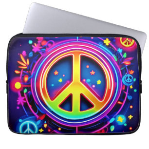 Neon Peace Symbol Art Laptopschutzhülle
