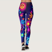 Neon Peace Symbol Art Leggings (Rückseite)