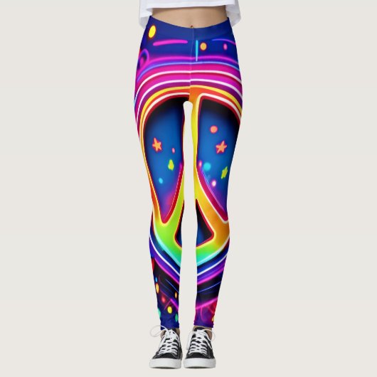 Neon Peace Symbol Art Leggings (Vorderseite)