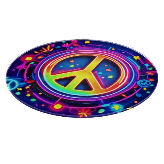 Neon Peace Symbol Art Schneidebrett (Ecke)