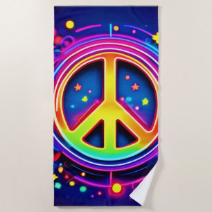 Neon Peace Symbol Art Strandtuch