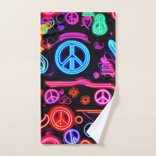 Neon Peace Symbolmuster Badhandtuch Set (Handtuch)