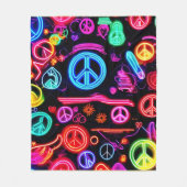Neon Peace Symbolmuster Fleecedecke (Vorderseite)