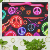 Neon Peace Symbolmuster Geschirrtuch (Gefaltet)