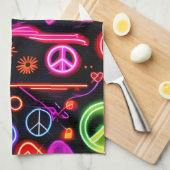 Neon Peace Symbolmuster Geschirrtuch (Viertel Falte)