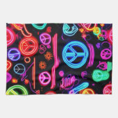 Neon Peace Symbolmuster Geschirrtuch (Horizontal)