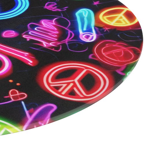 Neon Peace Symbolmuster Schneidebrett (Ecke)