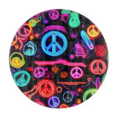 Neon Peace Symbolmuster Schneidebrett (Vorderseite)