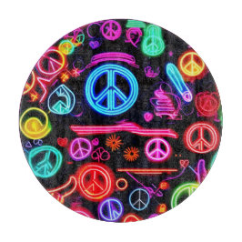 Neon Peace Symbolmuster Schneidebrett