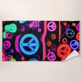 Neon Peace Symbolmuster Strandtuch (Vorderseite)