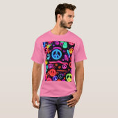 Neon Peace Symbolmuster T-Shirt (Vorne ganz)