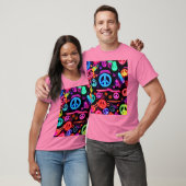 Neon Peace Symbolmuster T-Shirt (Unisex)
