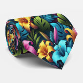 Neon Petals schwingen gegen tropischen Hintergrund Krawatte (Gerollt)