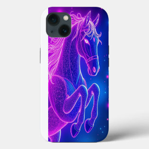Neon-Pferd-Umriss Grafik Kunst – Mobil iPhone 13 Hülle