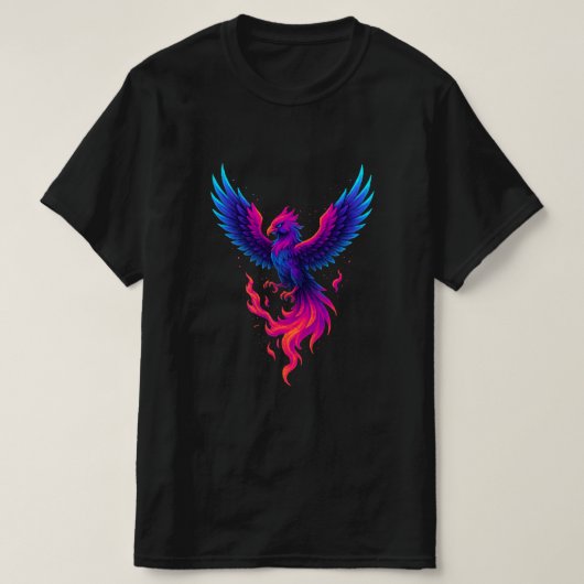 Neon Phoenix Rebirth – Vibrant Mythical Firebird  T-Shirt (Design vorne)