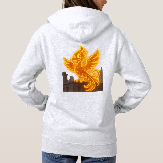 Neon Phoenix Rooftop Graffiti Art Hoodie (Rückseite)