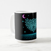 Neon Phoenix Synthwave - Retro Feuer erhebt sich Kaffeetasse (Vorderseite Links)
