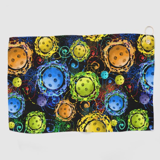 Neon Pickleball Muster Sweattuch Golfhandtuch (Horizontal)