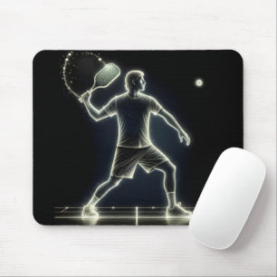 Neon Pickleball Player mit Paddel Mousepad