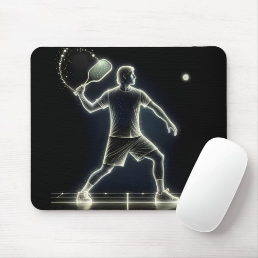 Neon Pickleball Player mit Paddel Mousepad (Mit Mouse)