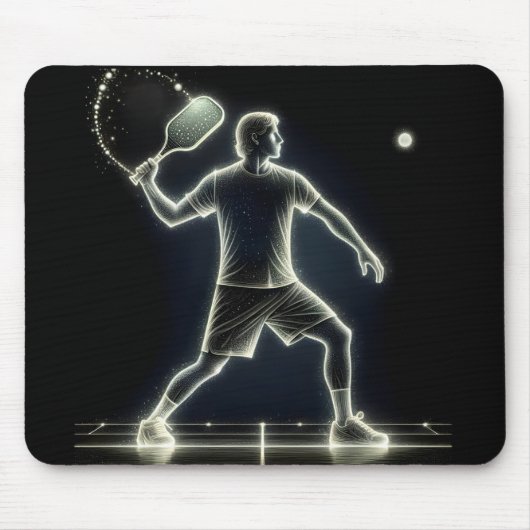 Neon Pickleball Player mit Paddel Mousepad (Vorne)