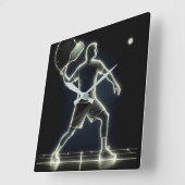 Neon Pickleball Player mit Paddel Quadratische Wanduhr (Winkel)