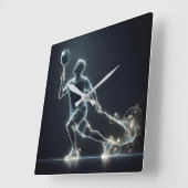 Neon Pickleball Player Quadratische Wanduhr (Winkel)