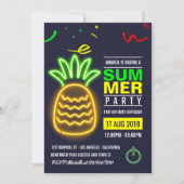 Neon Pineaple Sommer Geburtstagsparty Einladung (Vorderseite)