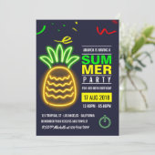 Neon Pineaple Sommer Geburtstagsparty Einladung (Stehend Vorderseite)