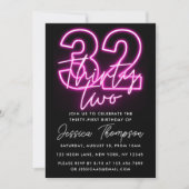 Neon Pink 32. Geburtstag Einladung (Vorderseite)