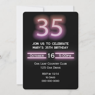 Neon Pink 35. Geburtstagsparty Einladung