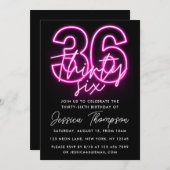 Neon Pink 36. Geburtstag Einladung (Vorne/Hinten)